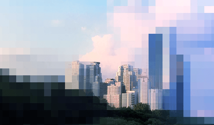 Pixelated cityscape - How Can We Build Human Values into AI
